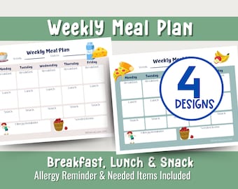 Weekly Meal Plans, Daycare, Learning Center, Childcare