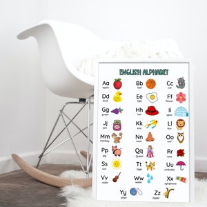 Alphabet Poster. Daycare, Childcare, Learning Academy, Montessori, Home School. Minerva Luxe Product