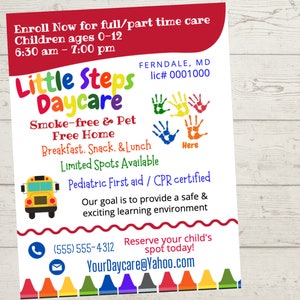 Child care Flyer Template, baby sitting, playtime theme, daycare poster, play centre, editable on CANVA, Start A Daycare with Minerva Luxe