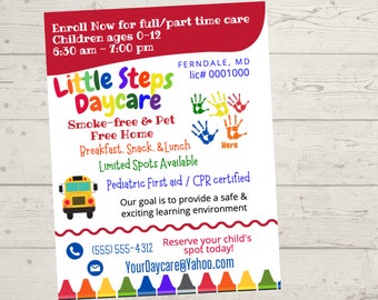 Child care Flyer Template, baby sitting, playtime theme, daycare poster, play centre, editable on CANVA, Start A Daycare with Minerva Luxe