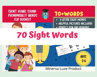 One Syllable Sight words. Phonics. Great for daycare, early learning, home school, starter kit.