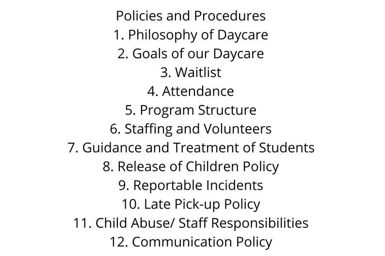 Employee Handbook for Childcare Daycare Learning Academies | Etsy