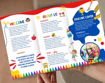 Modelo de Brochura para Creche Editável, Design Canva (Download Digital)