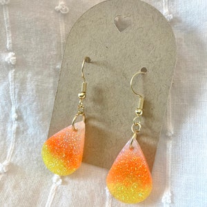 Candy corn glitter earrings