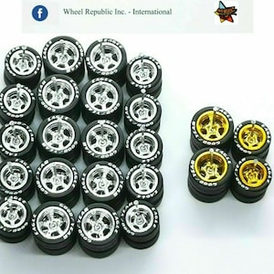 MATCHBOX  / Hot Wheels 5 SPOKE Rubber Tire 12 sets Mix Colors JDM 10/12 mm 1:64