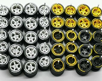 Hot Wheels Muscle Car Long Axle - Bronze 5 spoke Blackwall Tire Drag Slicks - 10mm/12mm