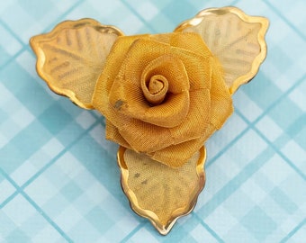 Vintage Art Nouveau Golden Rose Brooch - L10