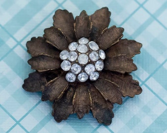Broche Fantaisie Ancienne N°17 – Chrome Et Pierre | Bijou Vintage à Restaurer