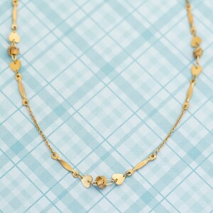 Vintage Delicate Golden Hearts Choker Necklace - 17 inch - L23