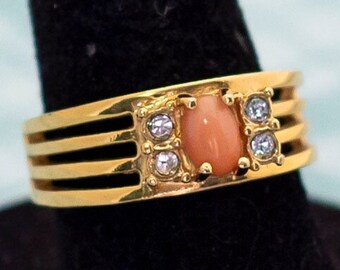 Vintage Gold Tone Anillo de mediados de siglo de Avon - Talla 7 - L24