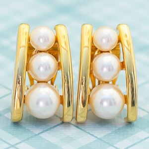 Vintage Golden Ladder Pearl Clip On Earrings - L4