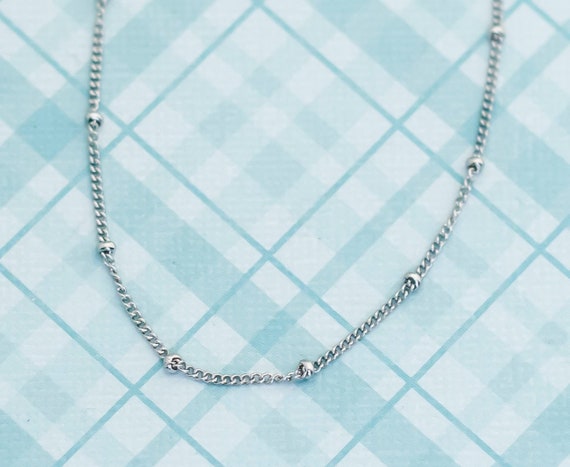 Vintage Simple Silver Chain Necklace - 18 inch - … - image 1