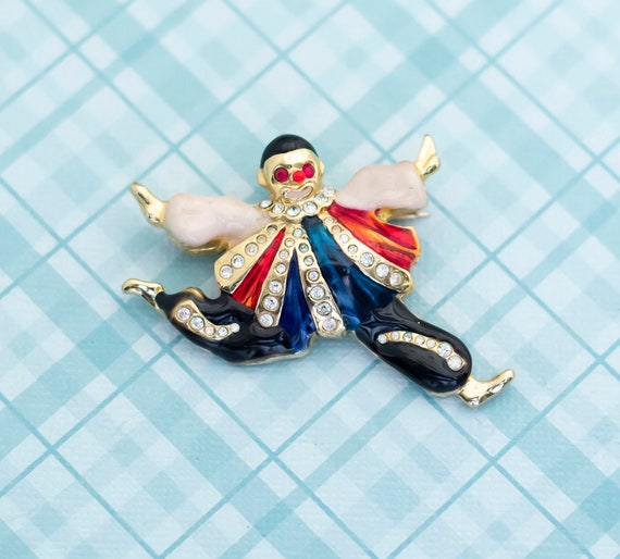 Vintage Dancing Clown Brooch - L18 - image 1