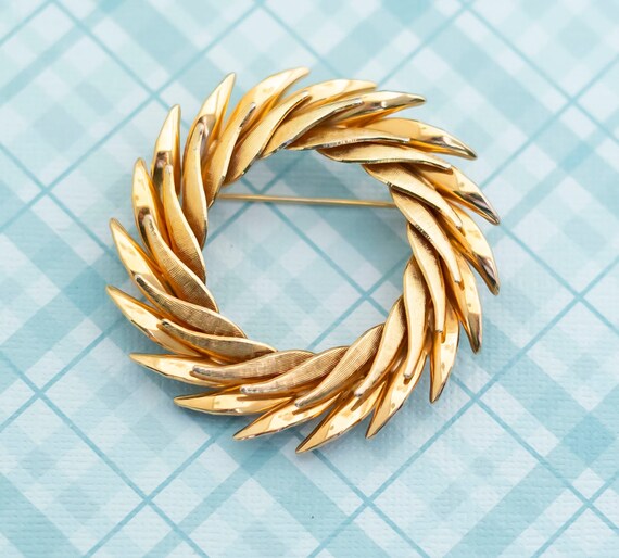 Broche Vintage Double Spirale Dorée - Bijou Ancien, Décoration De Vêtement Rétro