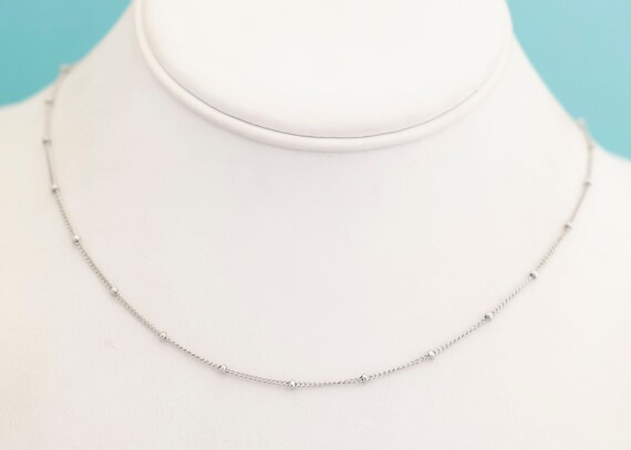 Vintage Simple Silver Chain Necklace - 18 inch - … - image 2