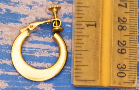Vintage Gold Tone Ring Circular Crescent Hoop Ear… - image 2