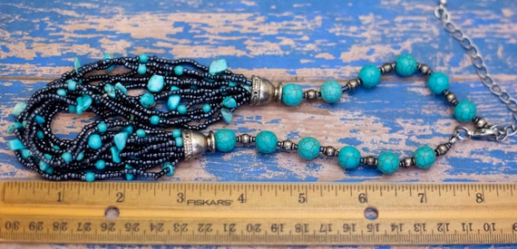 18 inch, Vintage Blue Turquoise Beads Unique Neck… - image 3