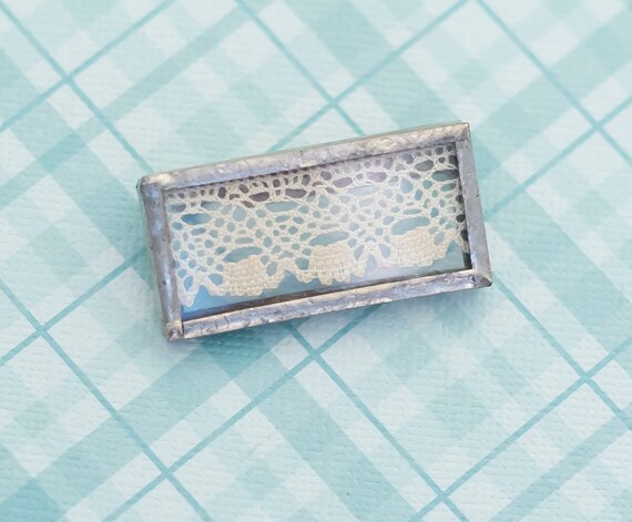 Silver Rectangle Unique Brooch - L3 - image 1