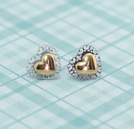 Vintage Love Struck Adorned Stud Earrings by Avon… - image 1