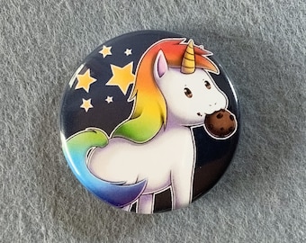 Button unicorn | Metal pin, diameter Ø 3.7 cm, rainbow unicorn pin for children