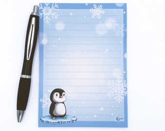 Blocco note pinguino | Blocco note DIN A6 (10,5 cm x 14,8 cm) con 25 fogli, carta a righe, note animali Kawaii