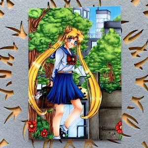 Sailor Moon Postkarte Usagi Tsukino | DIN A6 (10,5 cm x 14,8 cm), Vorderseite weiß, Rückseite matt, Kawaii Anime Geschenke