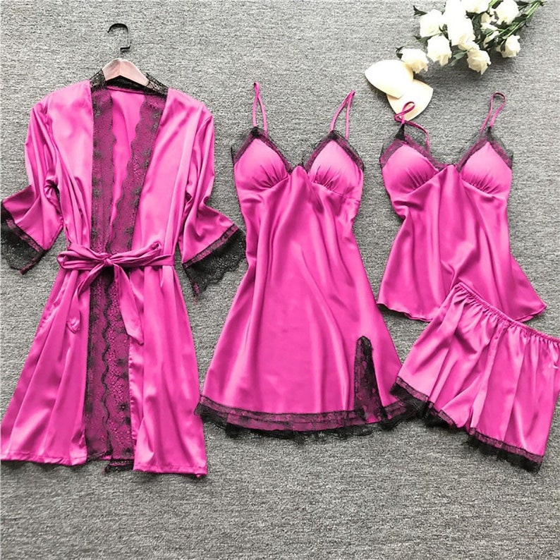 Silk Sleepwear Set for Women Pajama Sets Satin Dress - Etsy