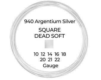 940 Argentium Silver Wire  Square  Dead Soft  10 12 14 16 18 20 21 22  Gauge  1-10 ft  USA