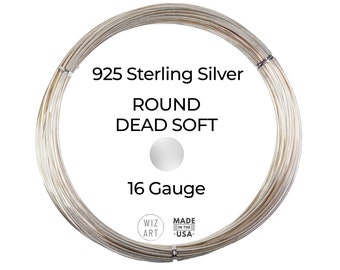 16 Gauge  Round  Dead Soft  925  Sterling Silver Wire  1 - 10 ft  USA