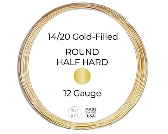 12 Gauge  Round  Half Hard  14/20 Yellow Gold-Filled Wire  1 - 3 FT  USA