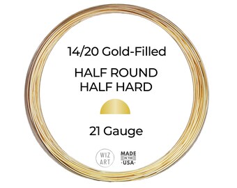 21 Gauge  Half Round  Half Hard  14/20 Yellow Gold-Filled Wire  1 - 10 ft  USA