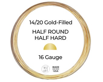 16 Gauge  Half Round  Half Hard  14/20 Yellow Gold-Filled Wire  1 - 10 ft  USA