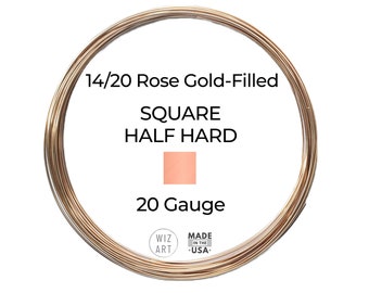 20 Gauge Square Half Hard 14/20 Rose Gold-filled Wire 1 - 10