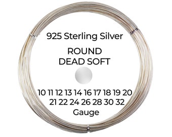 925 Sterling Silver Wire  Round  Dead Soft  10 11 12 13 14 16 17 18 19 20 21 22 24 26 28 30 32 Gauge  1-10 ft  USA