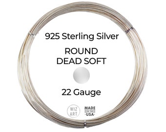 22 Gauge  Round  Dead Soft  925  Sterling Silver Wire  1 - 10 ft  USA