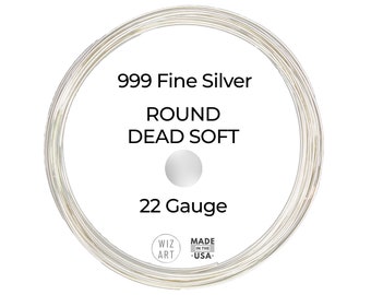 22 Gauge  999 Fine Silver Wire  Round  Dead Soft  1 - 10 ft  USA