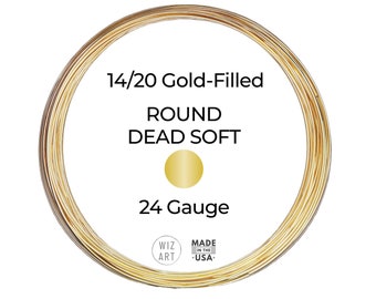 24 Gauge  Round  Dead Soft  14/20 Yellow Gold-Filled Wire  1 - 10 FT  USA