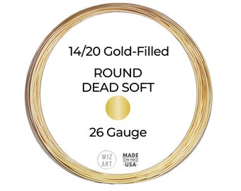 26 Gauge  Round  Dead Soft  14/20 Yellow Gold-Filled Wire  1 - 10 FT  USA