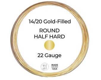 22 Gauge  Round  Half Hard  14/20 Yellow Gold-Filled Wire  1 - 10 FT  USA