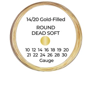 14/20 Yellow Gold-Filled Wire Round Dead Soft 10 12 14 16 18 19 20 21 22 24 26 28 30 Gauge 1-10 ft USA image 1