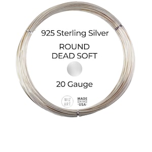 20 Gauge  Round  Dead Soft  925  Sterling Silver Wire  1 - 10 ft  USA