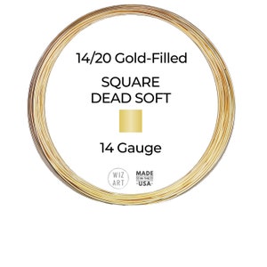14 Gauge  Square  Dead Soft  14/20 Yellow Gold-Filled Wire  1 - 5 ft  USA