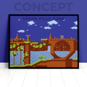 Sonic Green Hill Zone Game Design Shirt128 Sticker for Sale by  MindsparkCreati