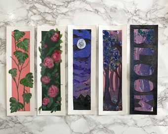 Handpainted Bookmarks - Minimalistic acrylic bookmarks - Original ART Bookmarks, Creative Unique Gift Book Lover Gift, Readers Gift
