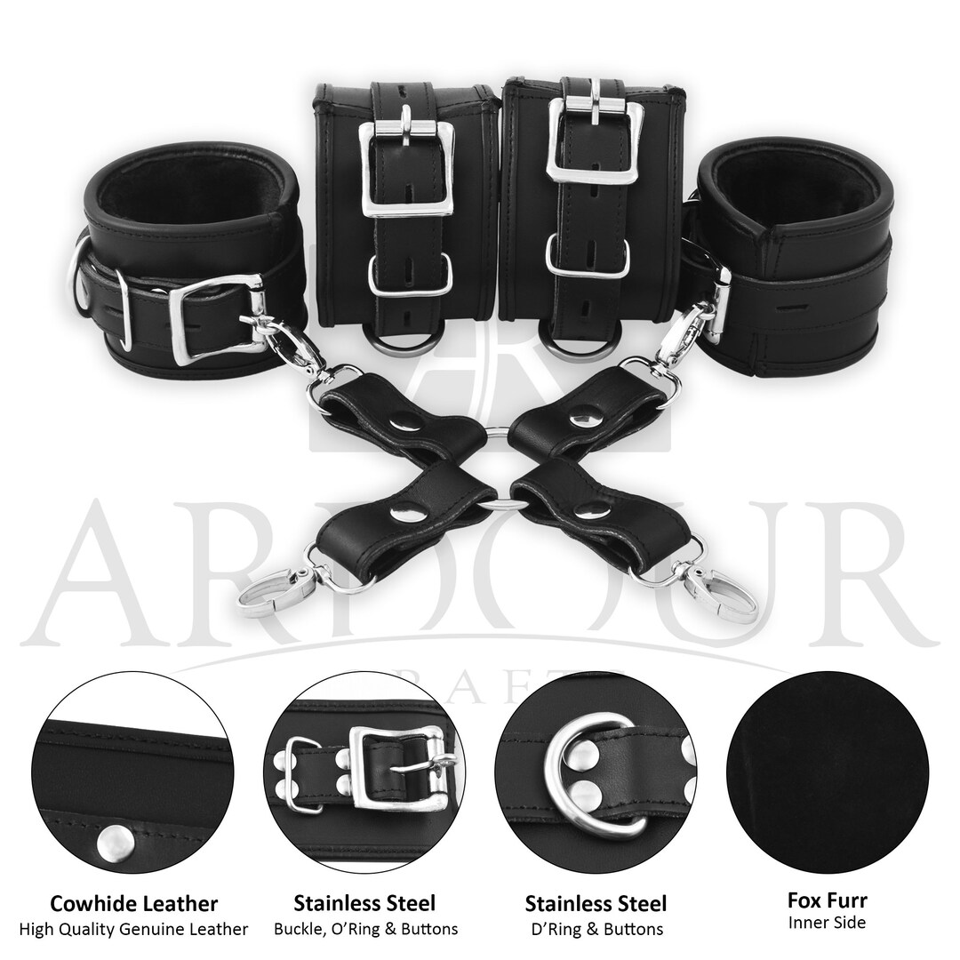 Leather Restraints 4 Pieces Wrist and Ankle Cuffs BDSM Xset Etsy