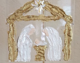 Hand Painted Acrylic Nativity Ornament