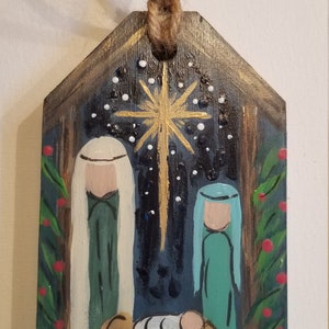 Nativity Wood Tag Ornament