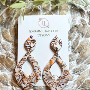 Clemson Tigers purple and orange handmade Polymer Clay Earrings Hypoallergenic Polymer Clay Dangle Earrings, Modern Clay Earrings
