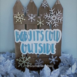 Winter Picket Fence SVG Laser Cut File, Glowforge, Christmas, Snowflakes