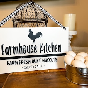 Farmhouse Kitchen SVG File, Glowforge, Ready to Cut, Laser Cut Files, Funny Kitchen Sign, Farm Fresh Butt Nuggets, Chickens, Egg Sign